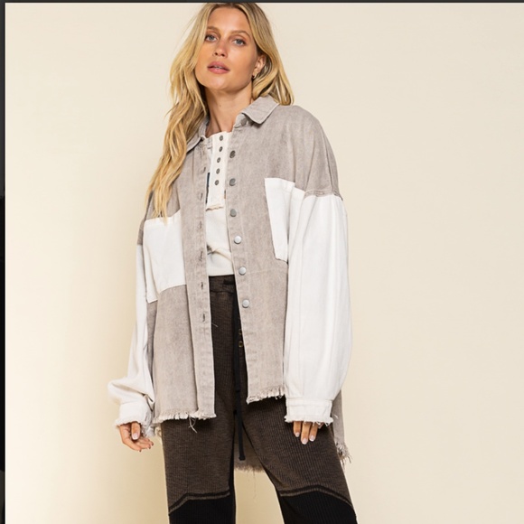 $39 START #139 POL Oversized Twill Relaxed Fit Jacket Shacket SR19 - Picture 6 of 8